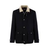 Brunello Cucinelli Men's Fall/Winter Fashion Show Reversible Collar Zipper Hunting Style Vintage Business Casual Wool Twill Coat Jacket #79494