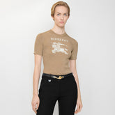 Burberry EKD Metallic Wool Blend Top in Archive Beige Gold #337142