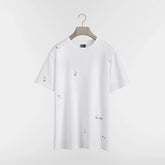 DIOR T-Shirt with Daisy Embroidery. Relaxed Fit White Cotton Jersey #377734
