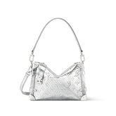 Louis Vuitton Lady Silver Carry-on Crossbody Bag For Spring And Summer Exudes An Elegant And Refined Atmosphere For Banquets Monogram Side Trunk MM Bags Women's Bags M26223 Metallic-colored Leather Tends To Fade Easily #82663A