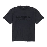 Balenciaga Men's Summer Applique Embroidery Letter Print Round Neck Solid Color Short Sleeve T-Shirt #75233