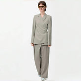 Loewe Women's Fall And Winter Luxury Wool Blazer Suit Fashion Trend Temperament Elegant Button Jacket Straight Casual Pants Suit Set #81622