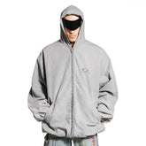 Balenciaga Solid Color Cotton Ripstop Zippered Hooded Long Sleeved Jacket Loose Fit #333080