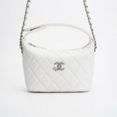 Chanel 25B Silver Buckle Star Double C Lunchbox Bag Single-Shoulder Crossbody Tote Hobo Bag Fashionable White Chain Handbag Bags #193527