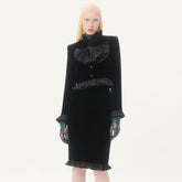 Valentino Women's Autumn Velvet Black Shirt Bow Jacket Slim Elegant Temperament Fashion Half-body Skirt Set Suit Ngvp #2633