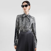 Dolce&Gabbana Women's Spring And Summer Silk Printed Bow Shirt Fashion Temperament Elegant Long Sleeve Blouse Top Ngvp #1639