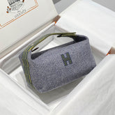 Hermes Classic Casual Color Block Canvas Tote Bag Makeup Bag Toiletry Bag Bags #78245