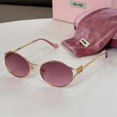 MiuMiu Men's and Women's Logo Metal Sunglasses Fashion Oval Lenses Gradient Colour Glasses Accessories #81154