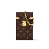Louis Vuitton Métis Women's Brown Letter Printed Metal Chain Shoulder Crossbody Phone Bag Bags #76634