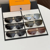 Louis Vuitton Cyclone Mask Men's Solid Colour Logo Design Metal Irregular Shape Sunglasses Eyeglasses Glasses #99416