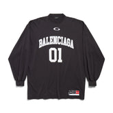 Balenciaga Basketball Series Men's Washed Black White Vintage Plain Knit Oversized Fit Long Sleeve T-shirt Vintage 01 Jersey High Street T-shirt Top Spring Summer #71858