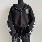 Chrome Hearts Women's And Men's Fashion Casual Solid Color Hooded Zipper Pullover with Letter Print Pattern Loose Fit Jacket #78493
