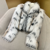 Fendi Women's Autumn/Winter Fox Fur Color Block Pattern Lapel Short Sleeve Jacket Coat Ngvp #2261