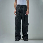 Dries Van Noten DVN Men's Spring And Summer Three-dimensional Cutting 3d Large Pockets Zipper Drawstring Nylon Work Pants Loose Straight Wide-leg Pants Casual Pants Ngvp #2469