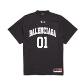 Balenciaga Basketball Series Men's Black And White Retro Plain Knit Silhouette T-shirt 01 Jersey High Street Trendy Short Sleeve Round Neck Loose T-shirt #71857