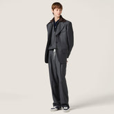 MiuMiu Women's Fall And Winter Striped Casual Blazer Lapel Single Breasted Jacket Long Casual Straight Wide Leg Pants Suit Set #81627