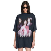 Balenciaga Men's And Women's Summer Female Star Pattern Printing Solid Color Round Neck Cotton Short Sleeve T-shirt #75924