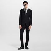Louis Vuitton Men's Spring/Autumn Solid Colour Embroidered Hidden Pattern Printed V-Neck Single-Breasted Long-Sleeved Suit Jacket and Trousers Set Suit #77442