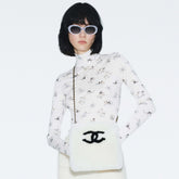 Chanel Long Sleeved Top Mixed Fibers Ecru Black Beige Pink #333931