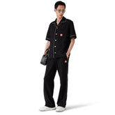 Casablanca Men's And Women's Spring/summer Fashion Casual Solid Color Towel Jacquard Collared Single Button Short Sleeve Shirt Waist Elastic Drawstring Towel Jacquard Casual Trousers Pants Suit Set #79547