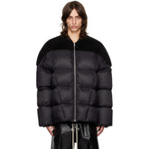 Rick Owens Men's Fall And Winter Black Porterville Flight Feather Jacket Short Jacket Men's Aviator Jacket Fashion Splicing Warm Jacket Ngvp #2496