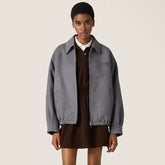 MiuMiu Women's Embroidered Solid-Color Collared Zipper Spring/Fall/Winter Double-Layer Pure Wool Blend Jacket #81748