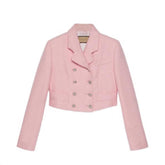 Gucci Women's Sequined Embroidered Spring/Fall Solid-Color Cotton-Blend Short Double-Breasted Jacket Ngvp #2323