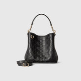 Gucci GG Emblem Small Bucket Bag Trendy Clutch Bag Crossbody Bag Small Size Gold Accents Elegant #82388A