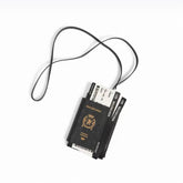 Balenciaga Spring New Product: Passport Aircraft Phone Lanyard Bag Silver And Black Glossy Leather Passport Bag Airline Ticket Wallet Bags #195348