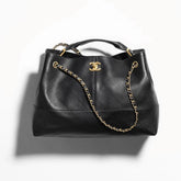 Chanel 25a Hobo Full-leather Black & Gold Horizontal Tote Bag Stylish Luxury Shimmering Shoulder Bag Handheld Large Capacity Bags #82167A