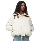 Loewe Women's Autumn and Winter Solid Color Detachable Shearling Collar Zipper Long Sleeve Jacket #74767