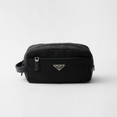 PRADA New Regenerated Nylon Enameled Triangle Logo Saffiano Leather Travel Storage Bag Toiletry Bag #332316