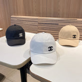 Chanel Men's and Women's Solid Color Embroidered Logo Cotton Duck Hat Cap #75368