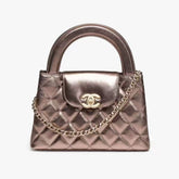Chanel 25p Century Vintage Collection Kelly Clutch With Flap Elegant Metal Chain Shoulder Bag Bgas Metallic-colored Leather Tends To Fade Easily #82165A