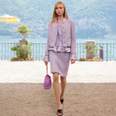 Chanel Jacket Skirt Cotton Tweed Sequins Lilac #376154
