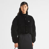 Prada Women's Winter Fashion Casual Solid Color Reversible Stand Collar Single-Breasted Short Velvet Down Jacket #78651
