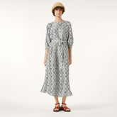 Loro Piana Mina Women's Dress Spring Summer Floral Pattern Printed Silk Long Seven Sleeve Fashion Elegant Dresses Ngvp #1727