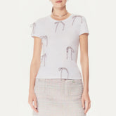 Chanel Women's Summer Solid Colour Embroidery Cotton Jersey Knit Fabric Stereo Bow Short Sleeve T-Shirt #76868