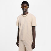 Louis Vuitton men's Summer Jacquard Plaid Openwork Knit Fashion Trend Round Neck T-shirt Drawstring Straight Shorts Set Suit #81363