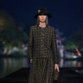 Chanel Women's Spring/Autumn Retro Black And Gold Rhinestone Flower Embroidery Shiny Twill Wool Blend Belted Long Sleeve Jacket Ngvp #2154