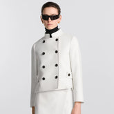 Dior Women's Autumn And Winter Solid Color Collar Double Breasted Long Sleeved Jacket Vest Two Piece Set #75232