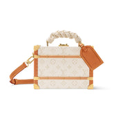 Louis Vuitton Handle Trunk Women's Solid Color Detachable Adjustable Shoulder Strap Buckle Closure Coated Canvas Box Bag Single Shoulder Crossbody Handbag Bags #77789