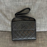 Chanel Women's Men's Vintage Black Knight Square Box Crossbody Bag With Flap Cover - Elegant And Sophisticated Handbag #81871A