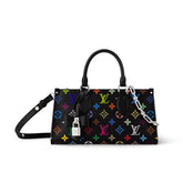 Louis Vuitton Lv X Tm Onthego East West Chain Women's Removable Shoulder Strap Zipper Closure Colorful Monogram Printed Printed Coated Canvas Leather Trimmed Shoulder Crossbody Bag Bags #75561