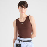 PRADA Cocoa Brown Ribbed Knit Top #378067