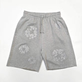 Denim Tears X Swarovski Men's Women's Summer Floral Rhinestone Solid Color Drawstring Tie Cotton Cashmere Casual Shorts Ngvp #1826