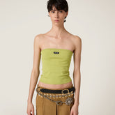 MiuMiu Women's Spring And Summer Two-colour Logo Stretch Ribbed Knit Wrap Summer Youth Viscose Fibre Top Fashion Casual Bustier T-shirt #77291