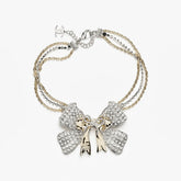 CHANEL Bracelet Metal Diamantés Silver Gold Crystal #387088