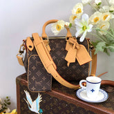 Louis Vuitton Women's Fashion Classic Caramel Coffee Brown Logo Zipper Closure Leather Shoulder Bag Handbags In Small Medium And Large Sizes Crossbody Bag Bags #78659