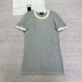 Chanel Women's Summer Solid Color Cotton Knitted Round Neck Short Sleeve T-Shirt #77364